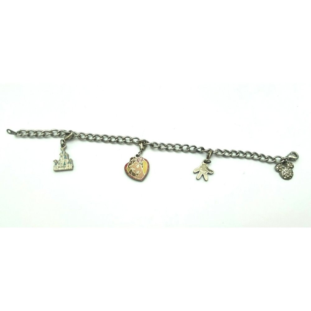 Walt Disney Charm Bracelet Silver Tone Clip Charms 7 3/4" Rhinestone Official - Picture 11 of 11